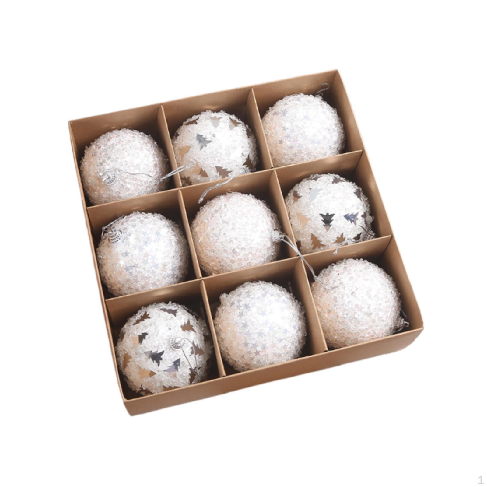 

9 легких и портативных 3,15-дюймовых подвесных рождественских шаров для дома на Новый год. белый