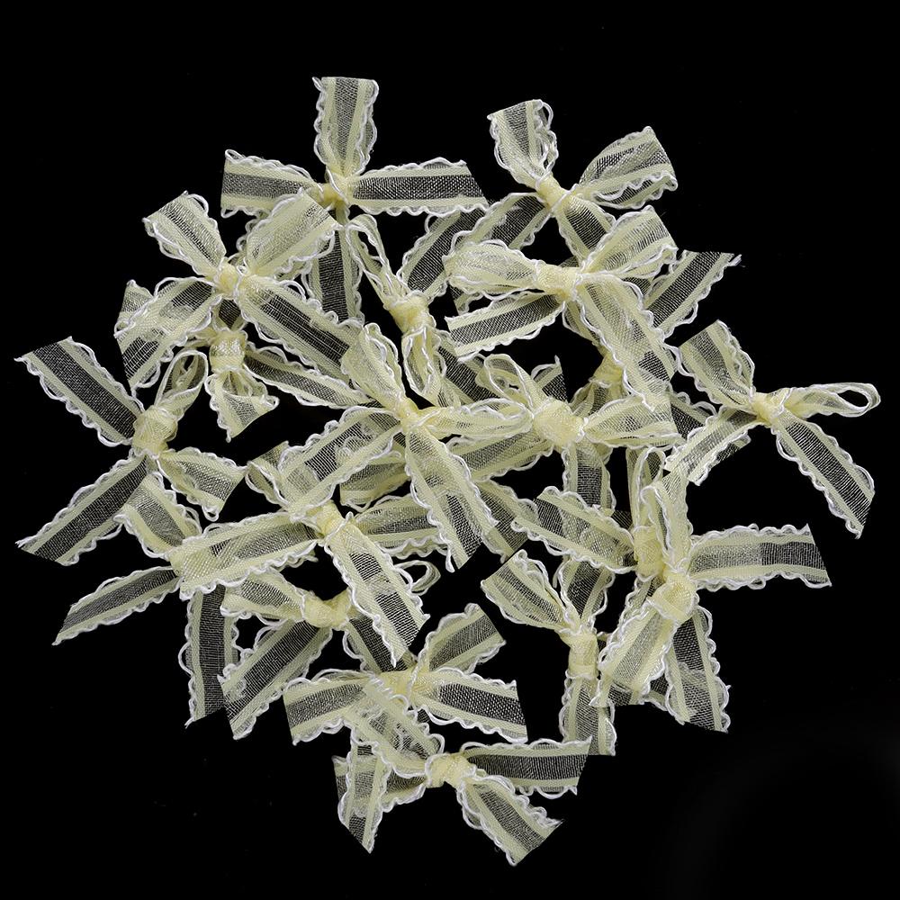 20pcs/lot 3.5x4cm Gauze Bows Colorful Small Size Satin Ribbon Bowknot Flower for Craft Handwork DIY Party Decoration Supplies