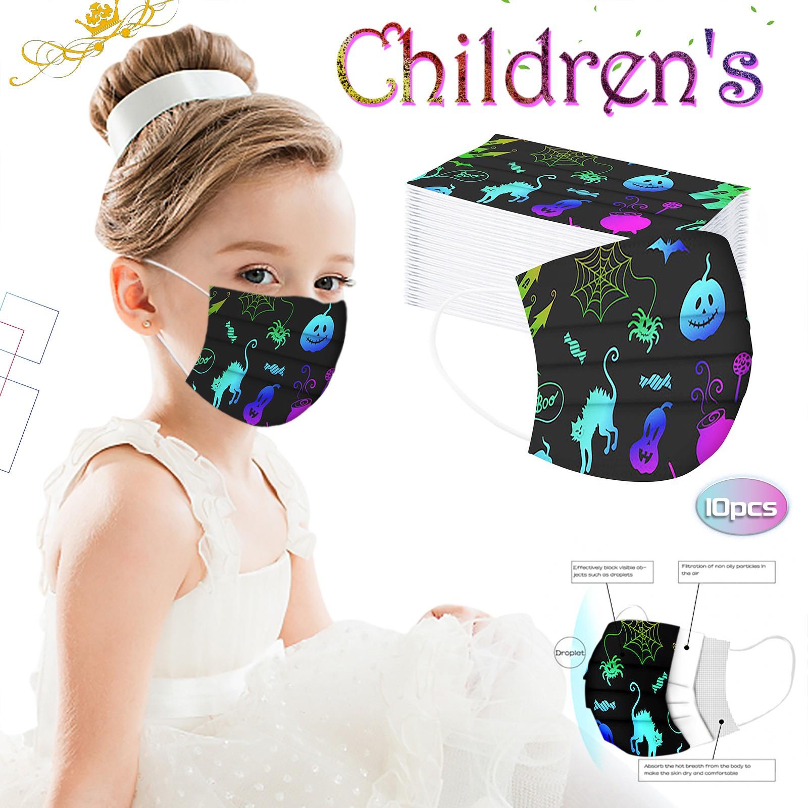 

Детские мультяшные маски на Хэллоуин одноразовые маски для лица ушные петли 10 шт