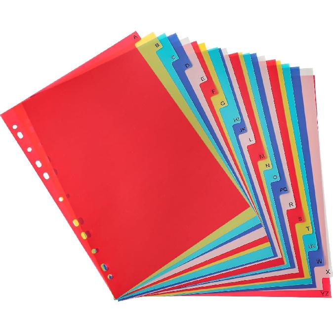 21 Tab A-Z Binder Dividers, 3 Ring Plastic Binder Dividers with Tabs Multicolor Alphabet Dividers for 2/3/4/11 Ring Binders, Letter Size (8.2×11.6