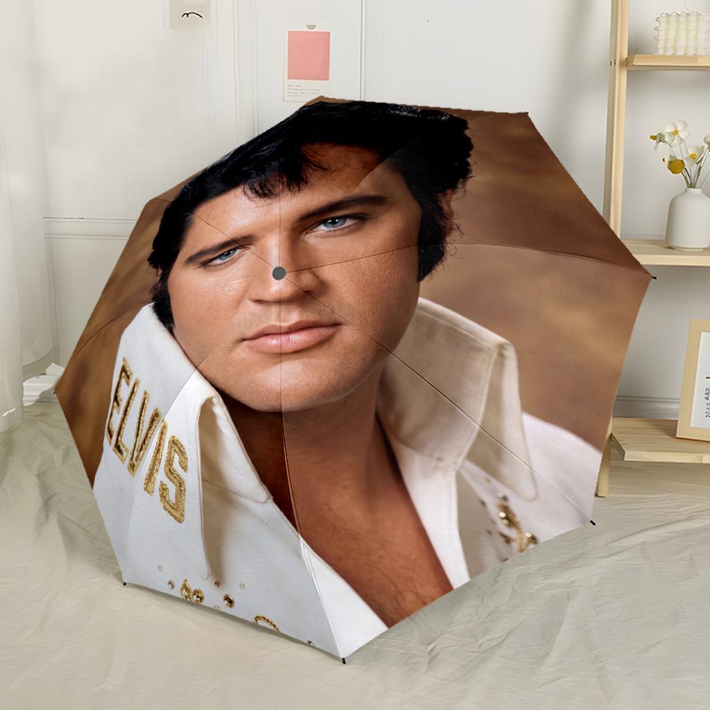 Elvis Presley's Iconic Style Automatic Umbrella with 8-Rib Foldable Design All-Season Use Fashionable Perfect Gift for Friends & Family