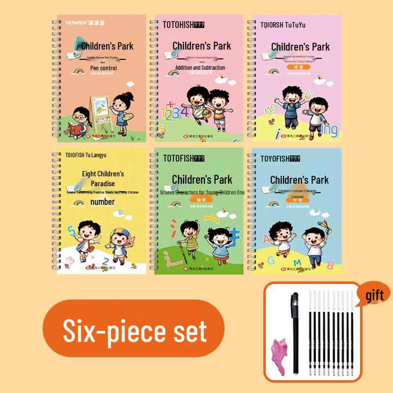 Beginner Grooved Calligraphy Practice Set: 6 Books for Preschool and Kindergarten Writing
