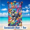 Dog Theme Beach Towel Personalized Custom Name & Text Soft Quick Dry Beach Towel for Swimming Travel