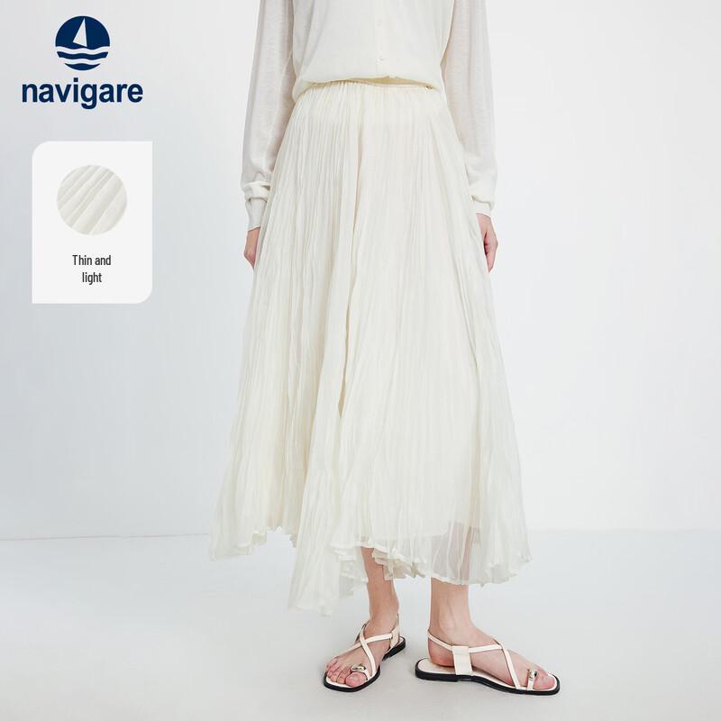 Navigare Lightweight Pleated A-Line Midi Skirt L