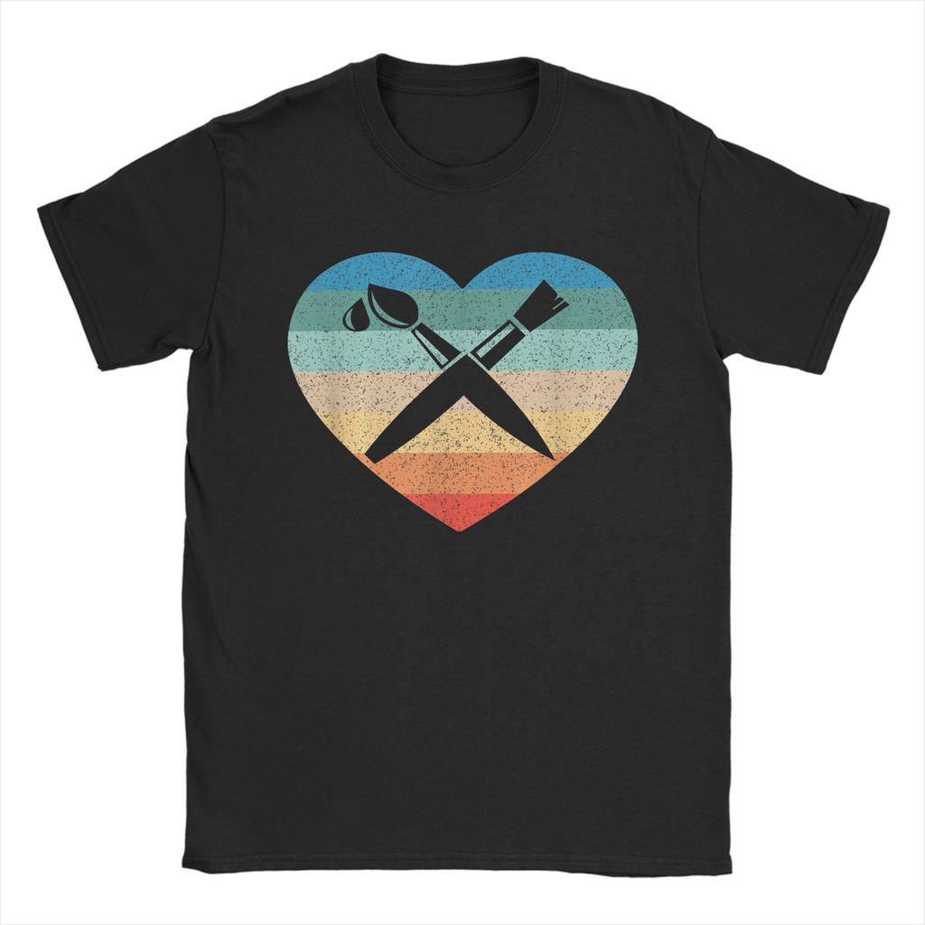 Vintage Retro Sunset Paint Palette T Shirt Men 100 Cotton Novelty TShirt Round Neck  Tees Short Sleeve Tops Gift Idea