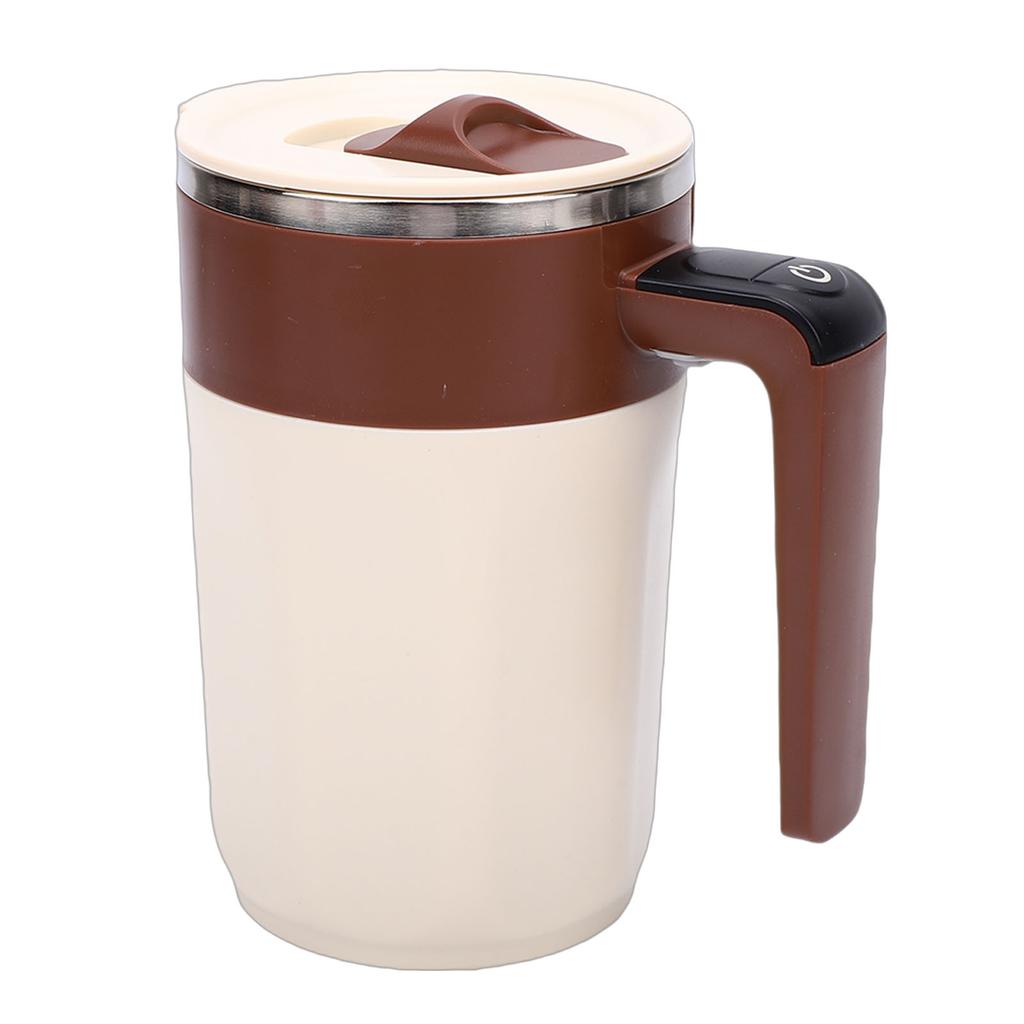   Self Stirring Coffee Mug with Temperature Display Rechargeable Automatic Magnetic Stirring Cup for   Travel Stainless Steel Beige Brown  