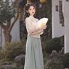 Womens Vintage-Inspired Linen Cotton Blouse Skirt Set Retro Chinese Style Two-Piece Outfit Daily Wear