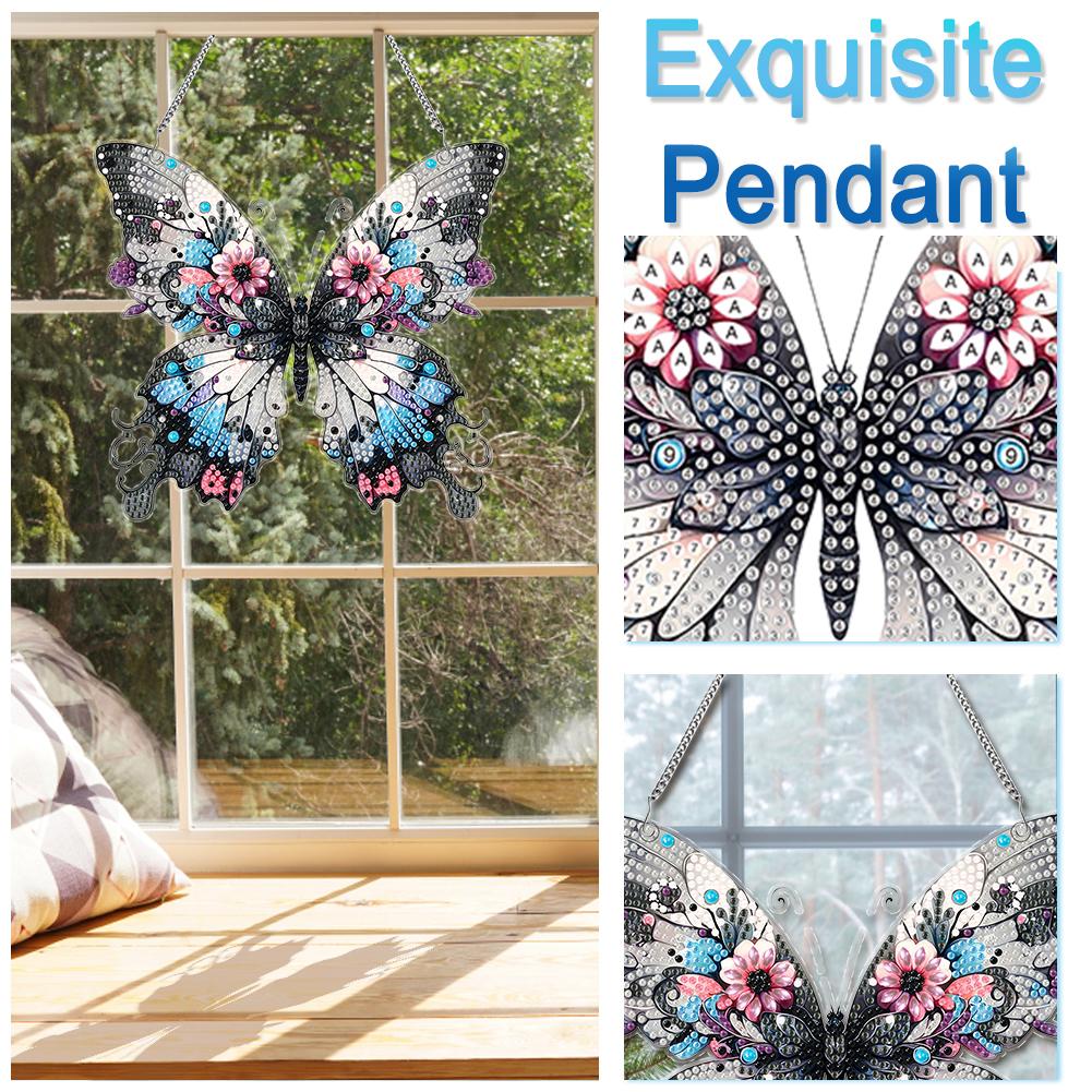 Acrylic Special Shaped Butterfly Animal Diamond Painting Hanging Ornaments Kit Rhinestone Diamond Art Window Pendants Home Decor