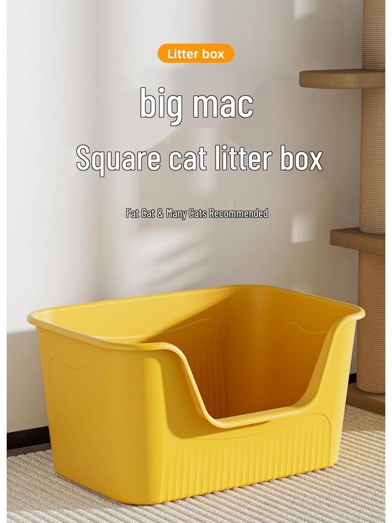 Oversized Splash-Proof Semi-Enclosed Cat Litter Box