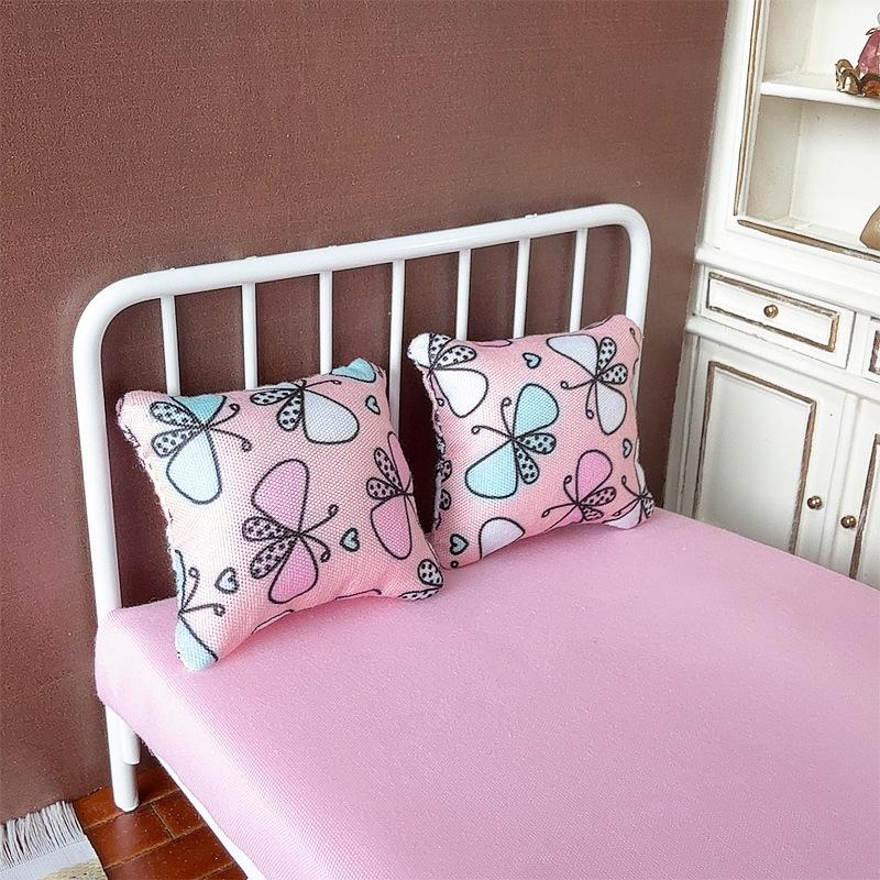 5/10 Pcs Cute 1:12 Dollhouse Miniatures Cushions Floral Fabric Cushion Pillow Model Ornament Pretend Play Toy DIY Accessory Gift