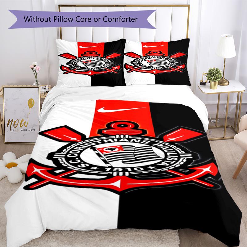 Sport Club Football Crest Printed Pattern Duvet Cover Set – Includes 1 Duvet Cover and 2 Matching Pillowcases Bedroom Decor Christmas Gifts
