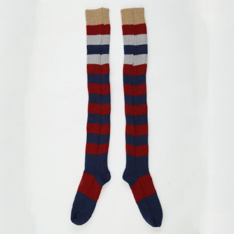 Autumn Slouch Crochet Knitting Colorful Striped Thigh High Long Socks for Women