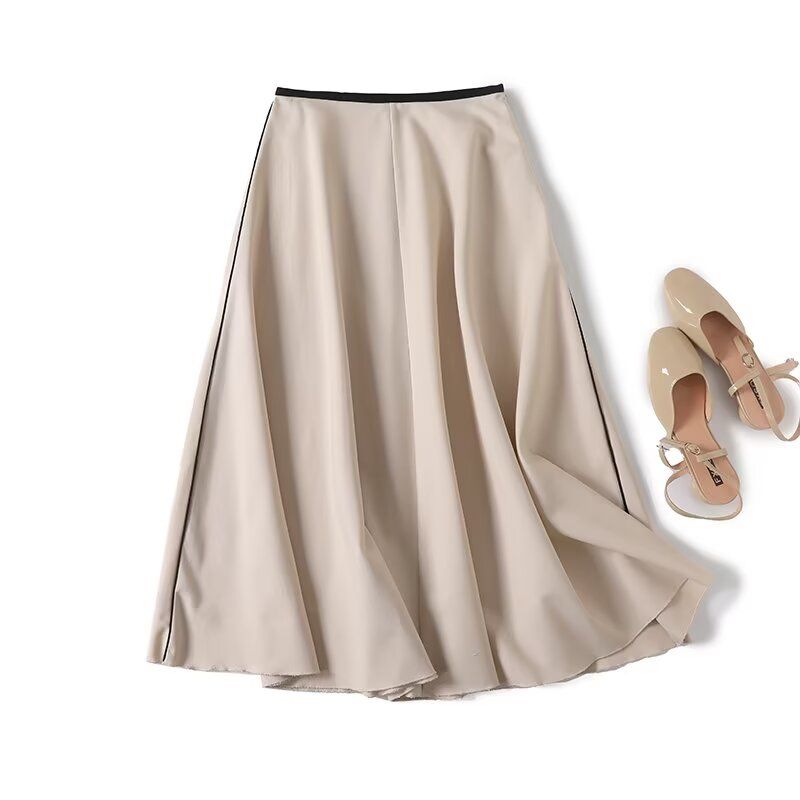 

MD Women s New Italian Minimalist Style Elegant Ol Commute Style Elegant Linen Skirt for Women 05239586806 Beige L