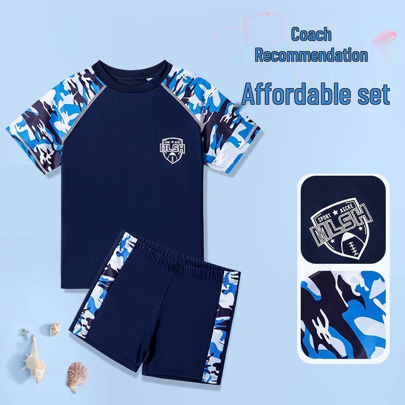 

Boys Camouflage Split Swimsuit Set - Casual Fashion Swimwear for Student Training XL height 95-110cm weight 30-36kg