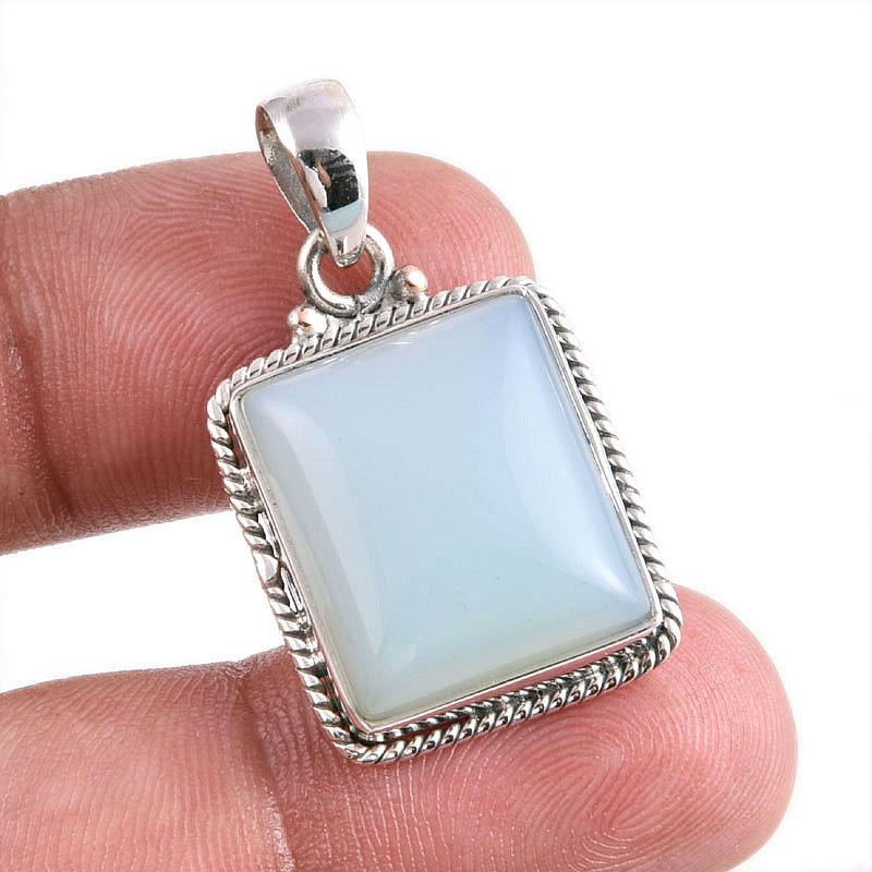 

Natural Aqua Chalcedony Gemstone Handmade 925 Solid Silver Pendant 1.50 D6g52