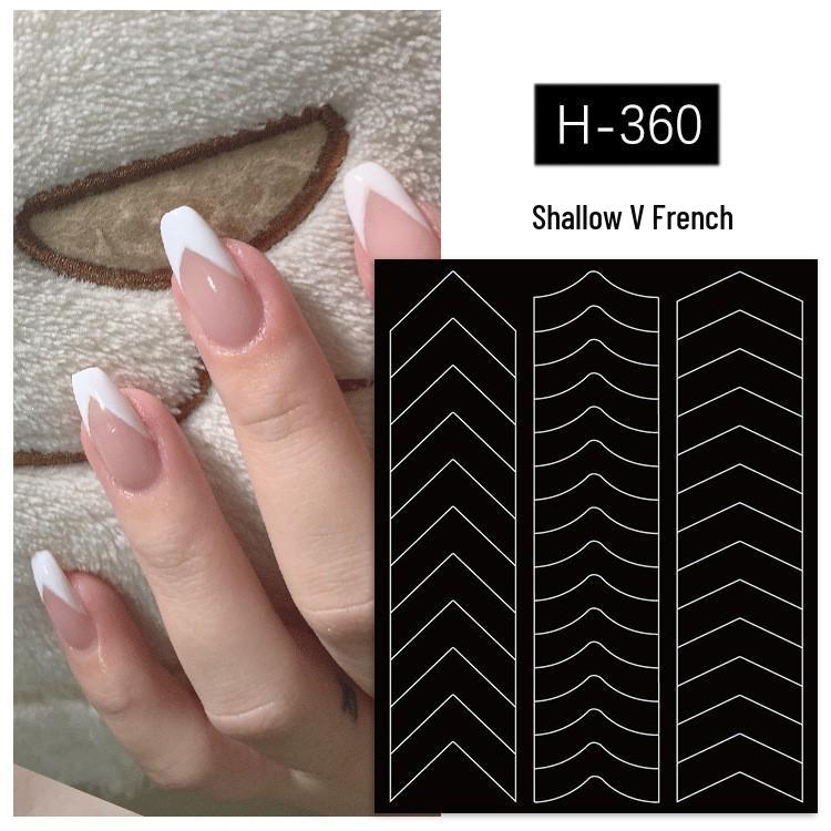 Hollow French Nail Stickers: Dual-Purpose V-Shape & Style with Art, Spray, and Line Options.
