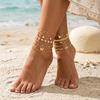 11 Pcs Gold Ankle Bracelets Layered Chain for Women Summer Beach | Multi layered , Alloy Material, Adjustable Extension Chain, Boho Casual Style,