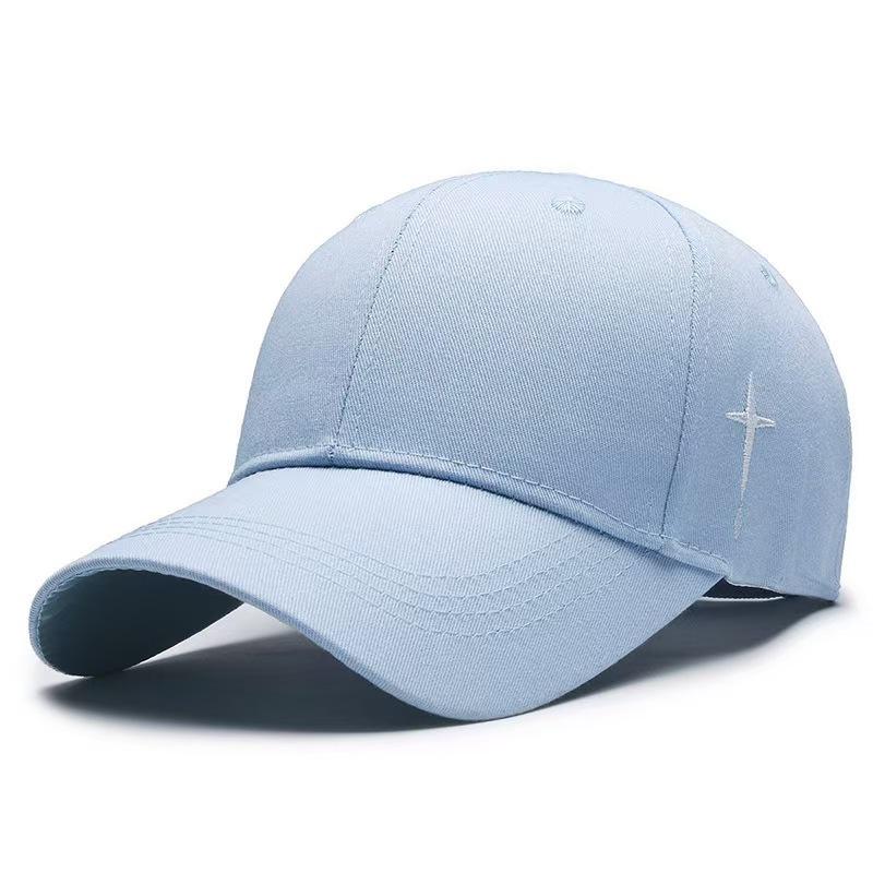 Unisex Couple's Hat - Casual, Versatile Sun Hat, Sun Protection Baseball Cap with Embroidered Side Cross Design