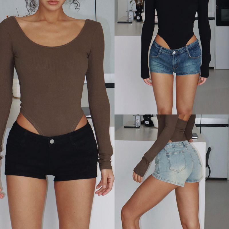 Akiyo Studio European and American Jeans Women High Waist Slimming Straight Wide Leg Pants Casual Pants Shorts Gyaru Hot Pants