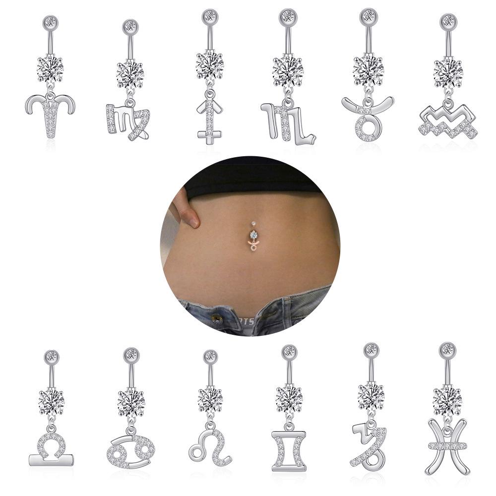 Zircon Belly Button Ring - Twelve Constellations Design