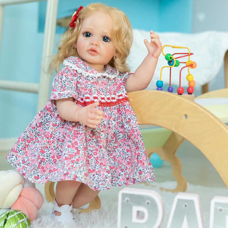 55 cm Ganzkörper-Reborn-Kleinkind-Mädchen-Prinzessin-Betty-Simulationspuppe aus weichem Silikon-Vinyl, lebensechte Soft-Touch-flexible 3D-Haut, sichtbare Adern, Babypuppenspielzeug