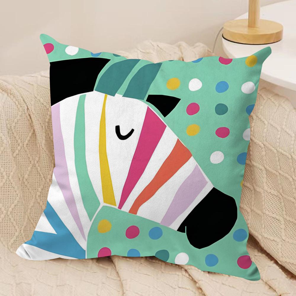 Cute Zebra Cushion Cover Pillowcase Ultra Soft Skin Friendly Fabric Cloud Like Comfort Concealed Zipper