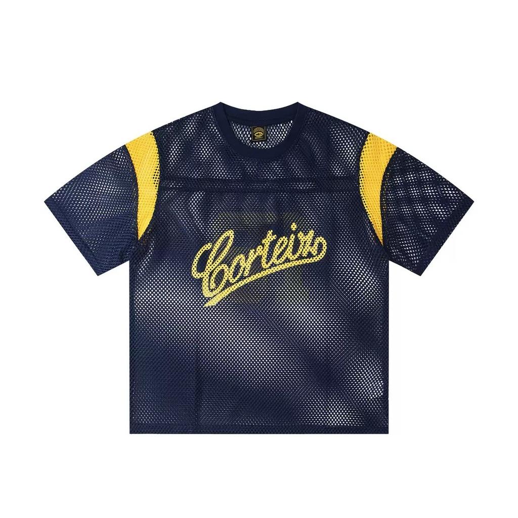 New Mesh Breathable Letter Short Sleeve Tshirts for Men and Women Crew Neck Baggy Casual Top Tees Oversized Sport Tshirt