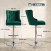 Bar Stools Set of 2, Modern Swivel & Adjustable Velvet Barstools with Button-Tufted Back, Footrest for Home Bar, Green