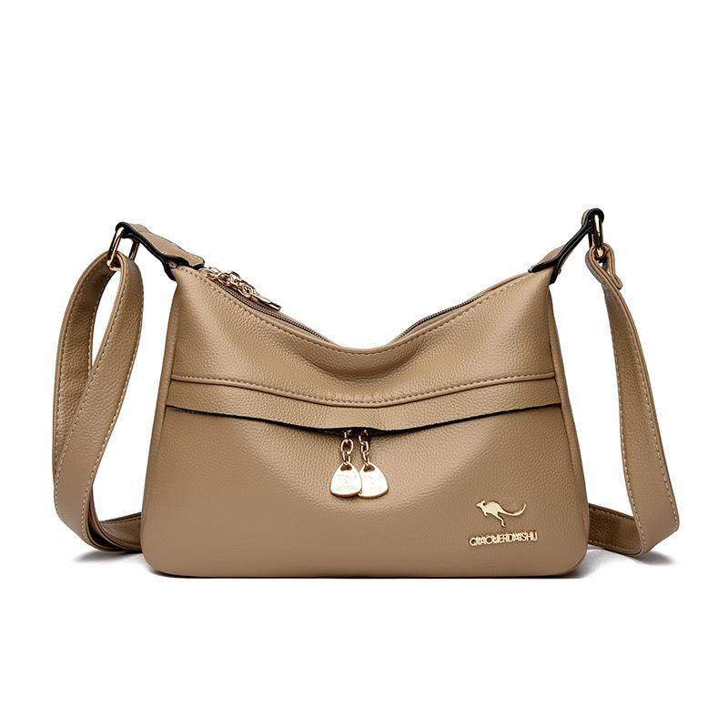 

Женская сумка, новая простая и универсальная сумка через плечо для мамы, маленькая квадратная сумка большой вместимости, повседневная сумка из мягкой кожи 28x9x16cm