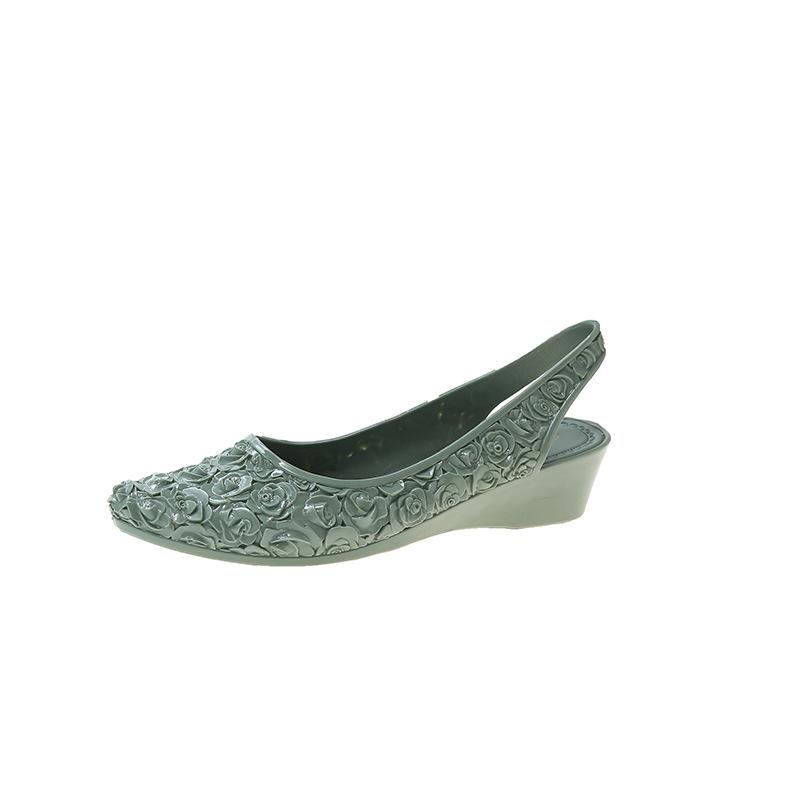 

Женские туфли с острым носком и неглубоким носком, новые летние модные туфли с одной педалью, сандалии на плоской танкетке в корейском стиле 40 зелёный