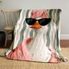 Stylish Goose In Sunglasses Patterned Blanket, Flannel, Suitable for All Seasons, Home Decor, Warm and Cozy