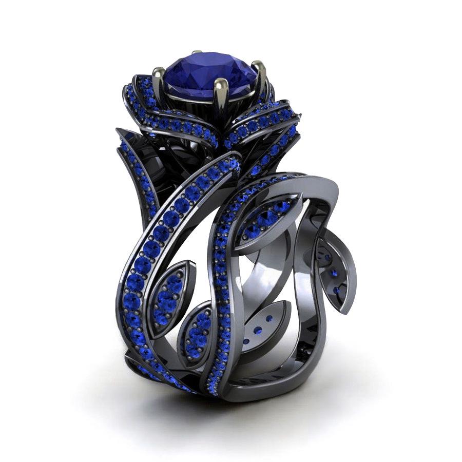 High Quality Women'S Rose Zircon Ring Copper Silver Plated Creative Flower Ring