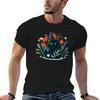 Black Cat In The Garden With Flowers Tshirt Plus Size Loose Short Sleeve Top