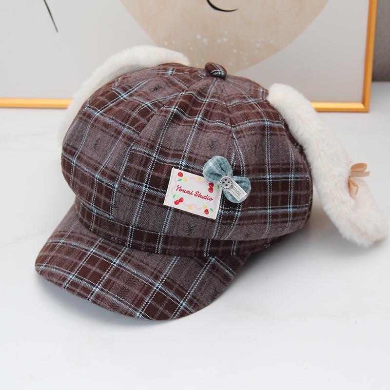Cute Rabbit Ear Octagonal Hat Children Summer New Travel Sweet Versatile Big Head Circumference Show Face Small Beret