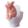 Toilet Thinking Pig Statue,Creative Toilet Cute Pig Ornaments Simulation Animal Model Cartoon Exquisite Gift