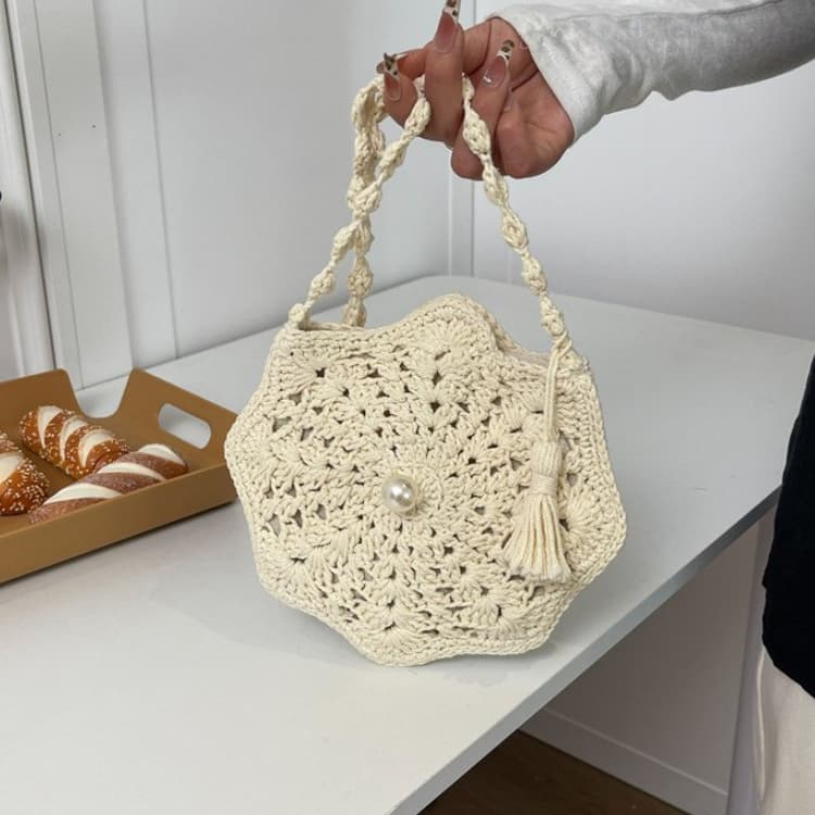 

Hand Crocheted Hollow Round Bag Women s Handbag