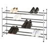 Adjustable 4-Tier Shoe Storage Rack Stackable Organizer Holds Up to 20 Pairs Non-Slip Black Rod Indoor Use Accessory