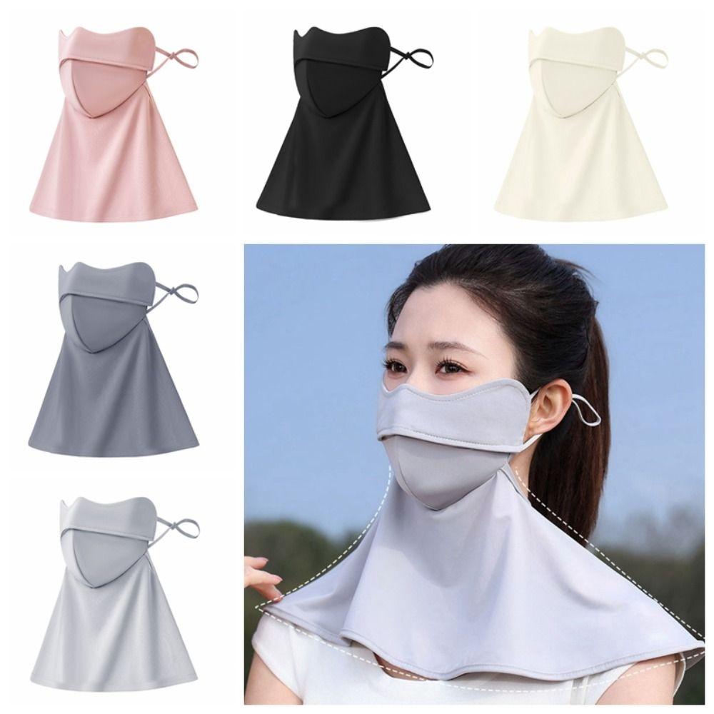 

Solid Color Ice Silk Mask Dustproof UV Protection Veil Adjustable Sunscreen Face Cover Cycling
