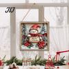 Xmas Door Hanger Christmas Wooden Hanging Sign, Gnome Snowman Angel Candle 2D Wood Plaque, Seasonal Wall Sign Vintage for Home Porch Holiday