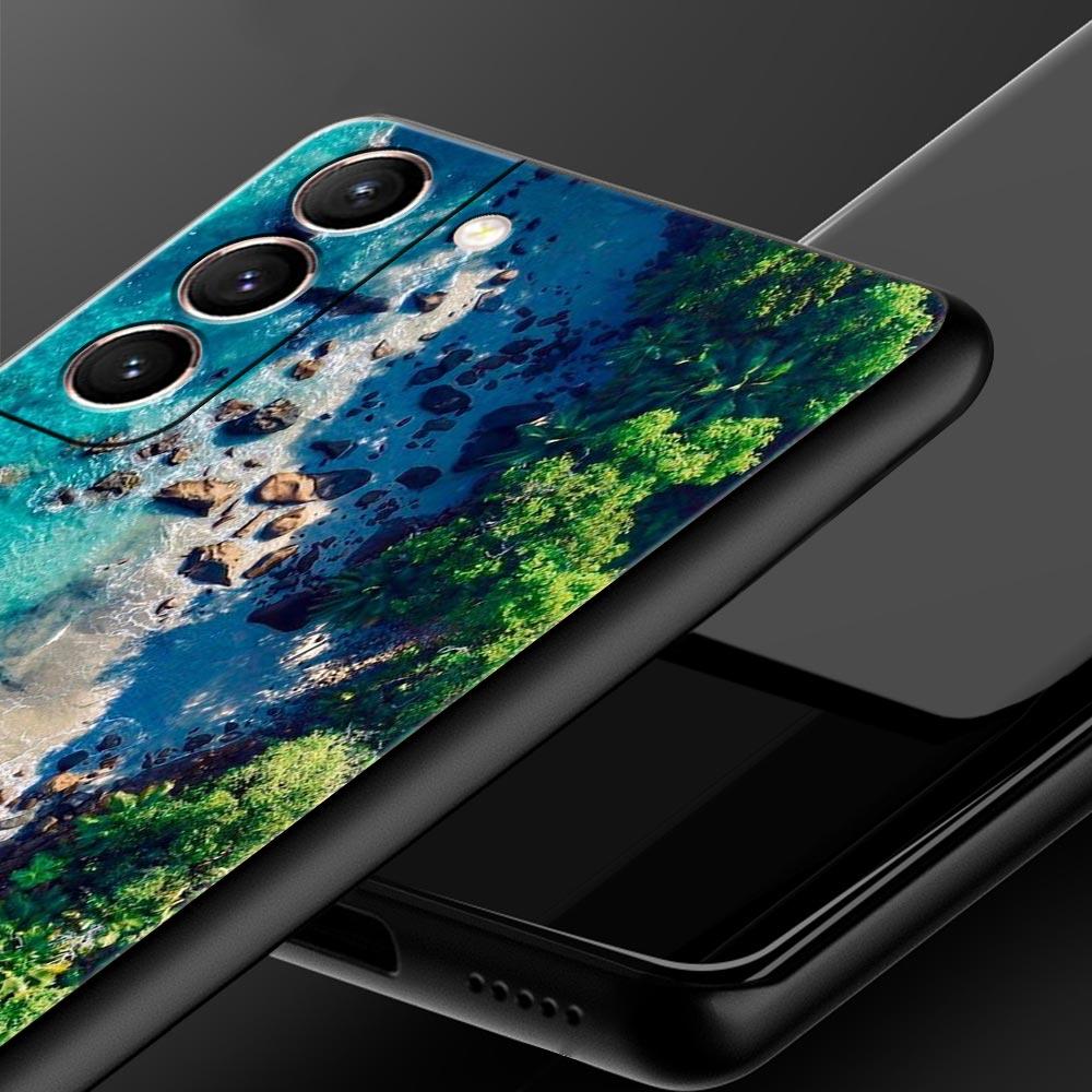Sea blue Sky beach Phone Case For Samsung Galaxy S23 Ultra S22 S21 S20 FE 5G S10 S10E S9 S8 Plus Note 20 Silicone Cover Bumper