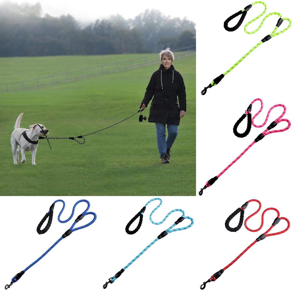 Pioneer Petcore Rope Dog Leash Traffic Padded Two Handle Heavy Reflective Double