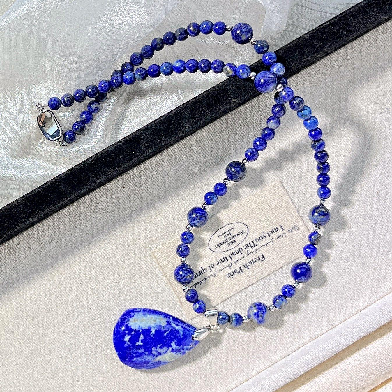 Autumn And Winter Natural Lapis Lazuli Design Necklace Collarbone Chain