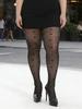1 Pair Women Plus Size Black Sheer Heart Pattern Nylon Pantyhose, Sexy For Date Night & Party