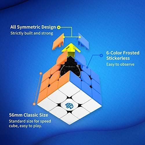 GAN 356RS Speed Cube Magique 3x3x3, Magic Cube de Vitesse sans Autocollant, Jeu de Casse-Tête Classique avec GES+-Numérique IPG en F