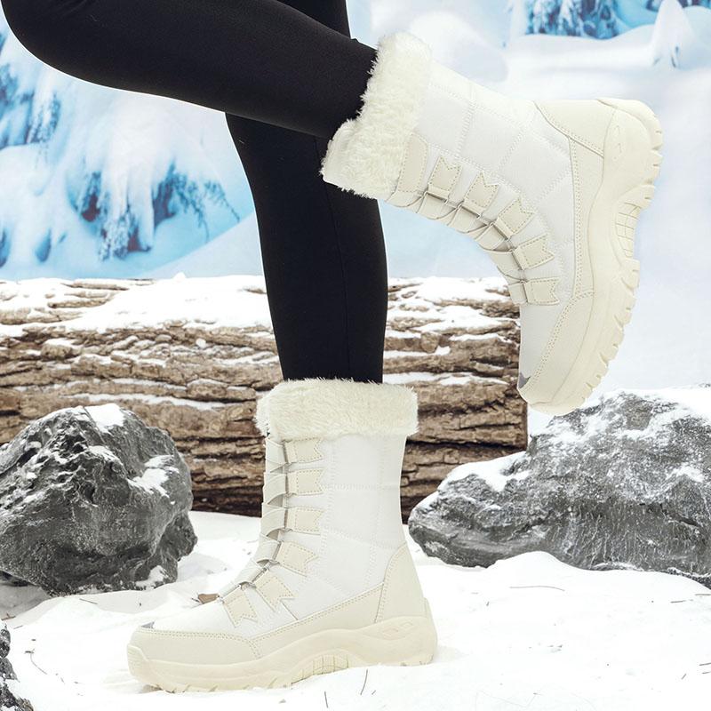 TUINANLE Fashion Snow Boots Women Large Size Cotton Shoes Plush Warm Casual Winter Boots Casual Non Slip Cotton Shoes