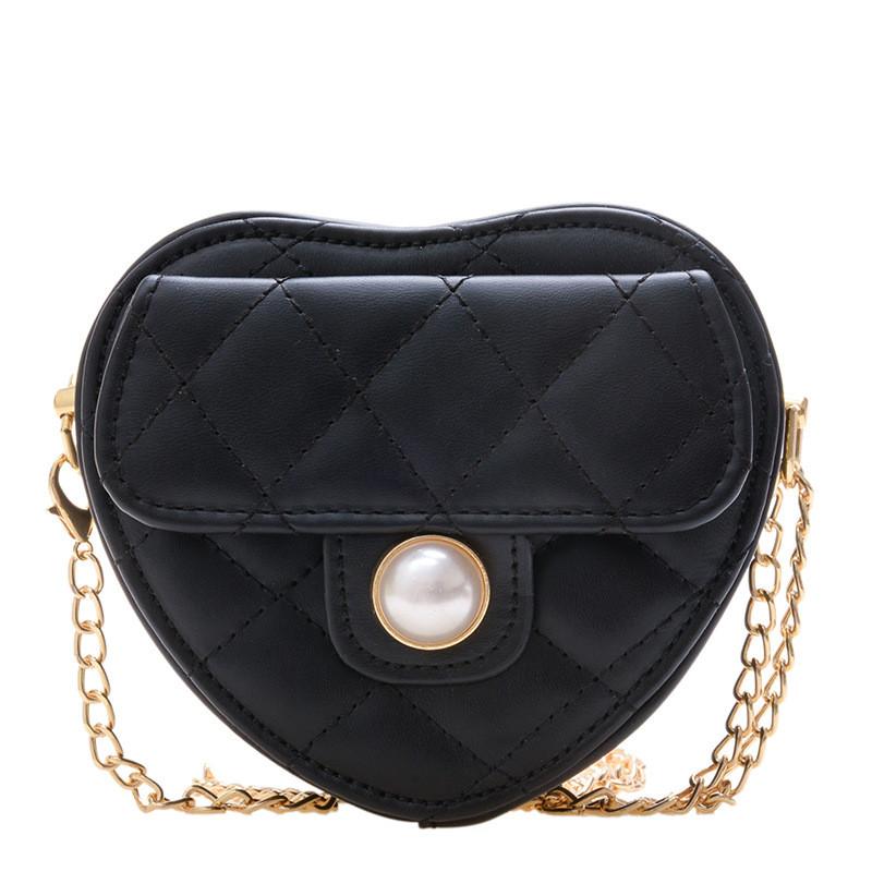 Fashionable Kids Mini Crossbody Bag With Heart Design Ideal For Preschoolers чёрный