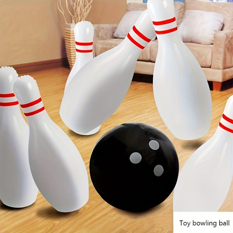 7pcs Giant Bowling Set- Durable Portable Fun Indoor/Outdoor Game for Adults, 2 Lightweight Balls& 5 White Pins with Red Accents