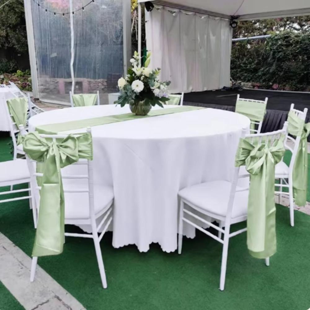 5pcs Vintage Satin Wedding Chair Sashes 275cm Chair Back Ribbon Durable Bow Chair Cover Baby Shower