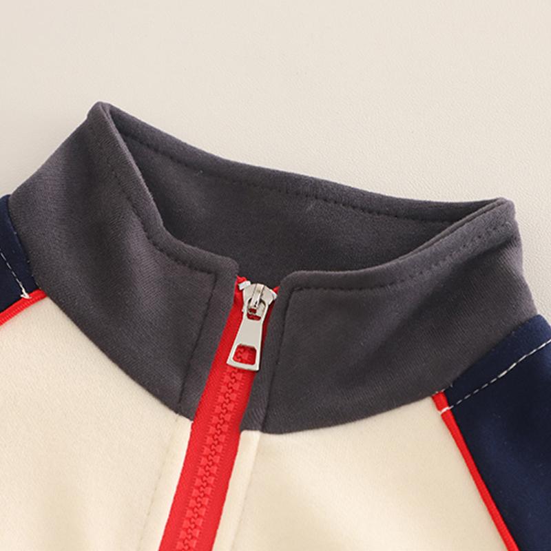 Boys' Long Sleeved Three Piece Set - Zipper Color Blocked Jacket Set - Handsome High-quality Baseball Uniform -6 Months -6 Years Old
