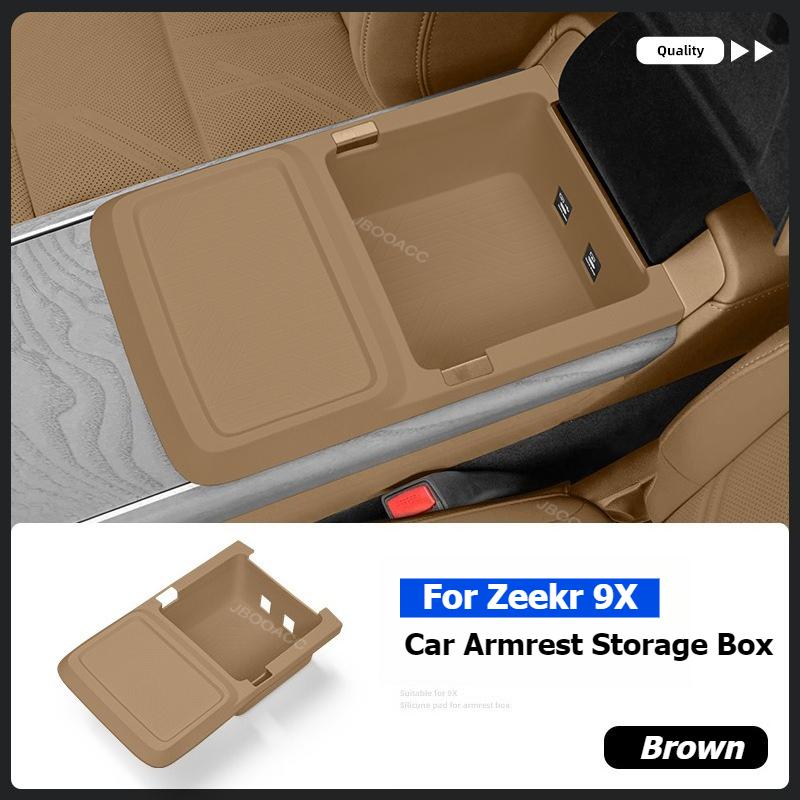 For Geely ZEEKR 9X 2025 2026 Car Center Console Armrest Storage Box Case Silicone Organizer Case Car Accessories Dustproof Pad